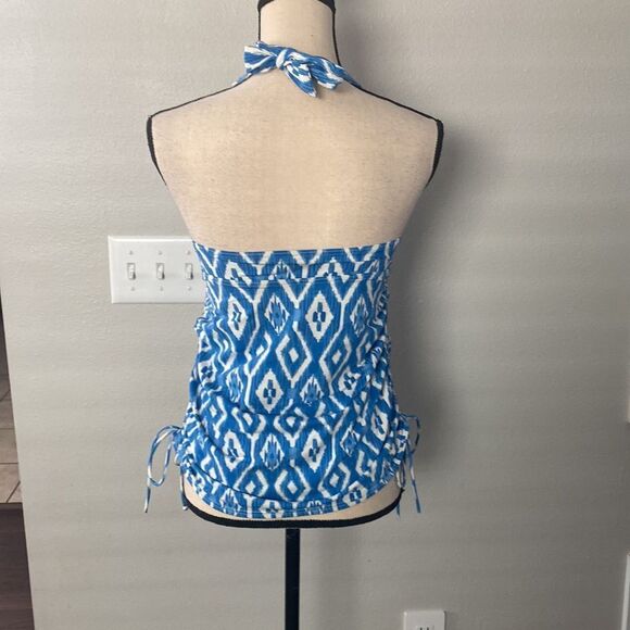 LANDS’ END White Blue Halter Tankini Swimwear Size 6 - Picture 7 of 12